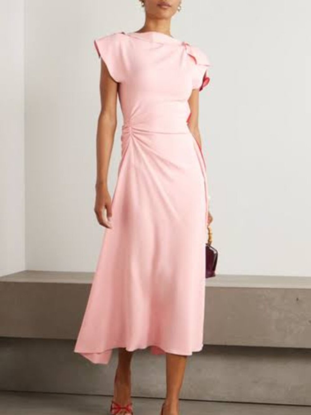 NWT Victoria Beckham Pink Asymmetric Ruffled Gathered